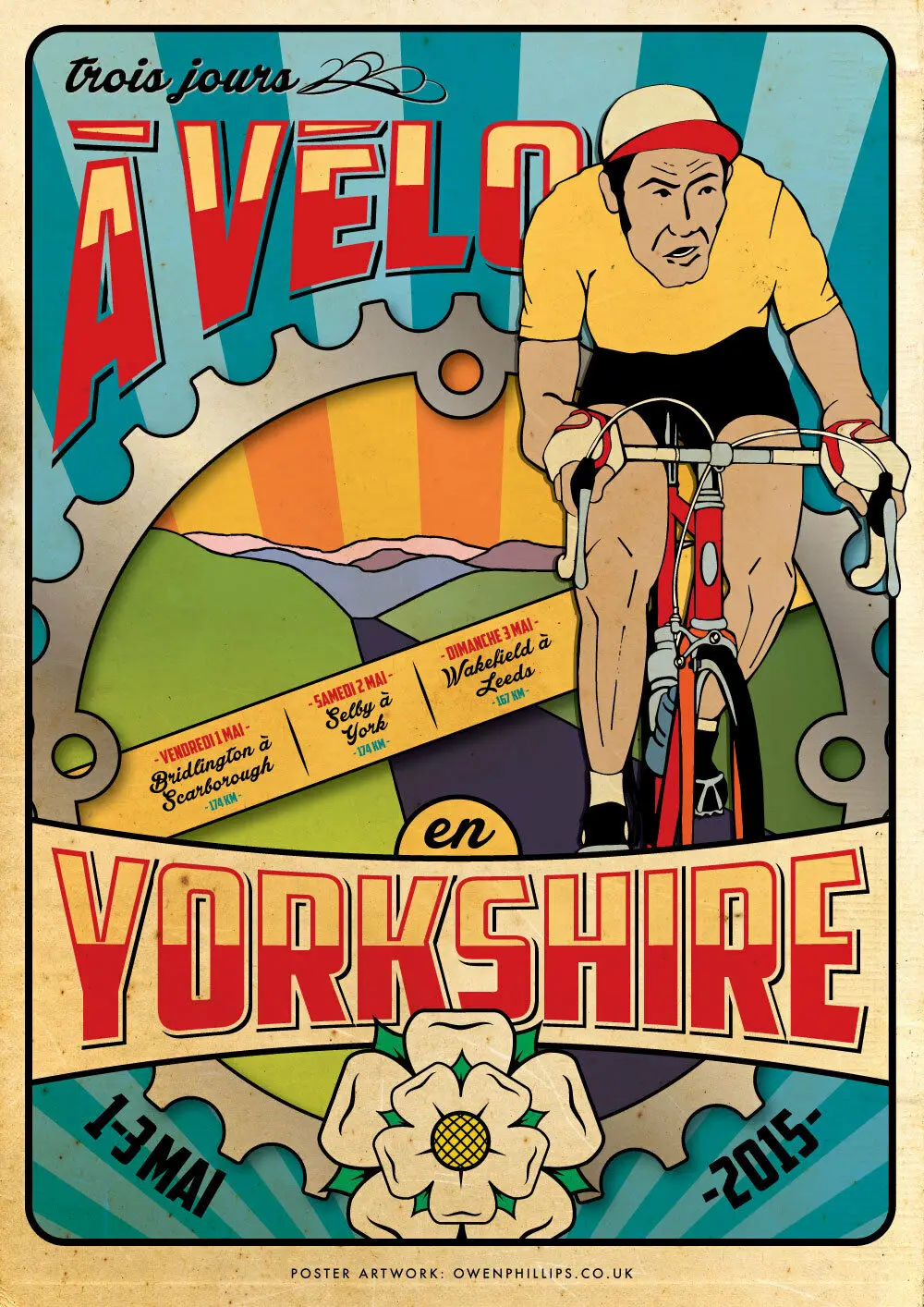 

Yorkshire Vintage Inspired Cycling Art Silk Poster Print 24x36inch
