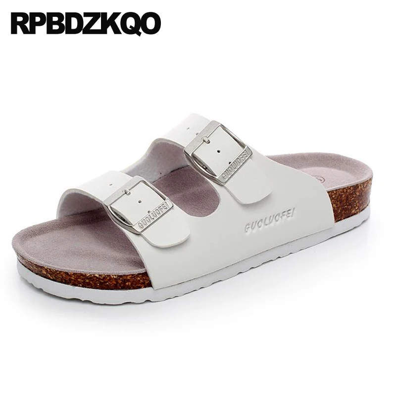 Шлепанцы мужские кожаные пляжные сандалии без застежки пробковые дизайнерские