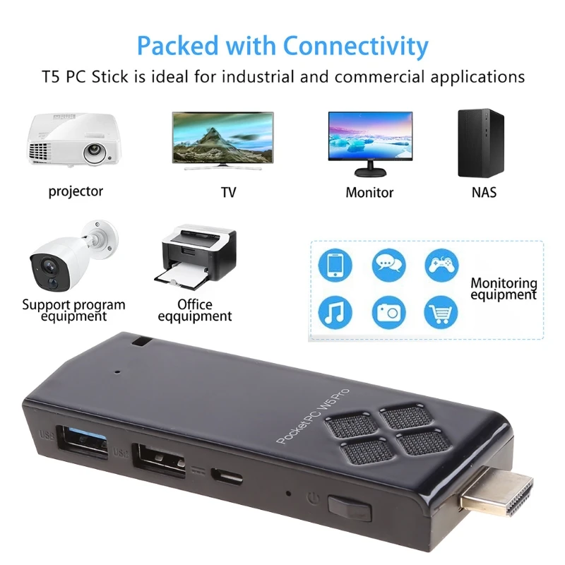 

W5 Pro Mini Computer Stick Windowns 10 Mini PC I-ntel A-tom Z8350 2GB DDR 32GB eMMC Support 4K 2.4G/5.8G WiFi CC BT 4.2
