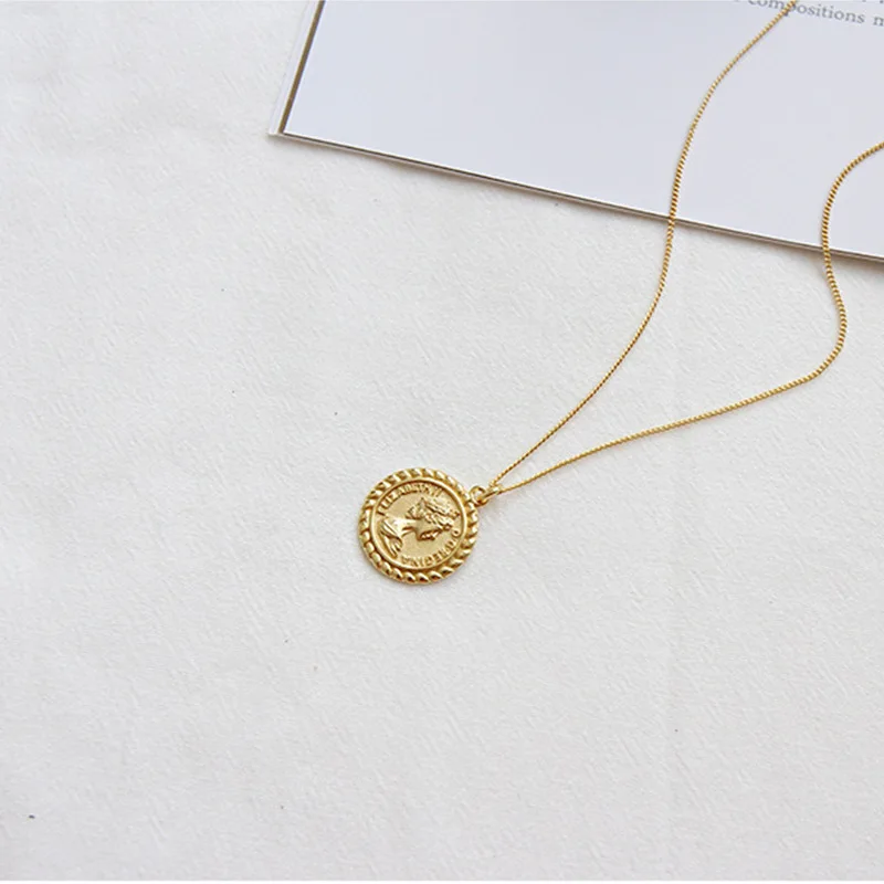Ожерелье с монеткой ожерелье крупной цепочкой минималистичное из золотого