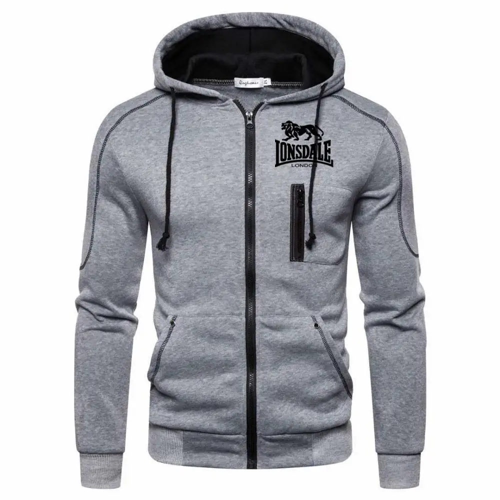 Брендовая модная Новая мужская куртка на молнии кардиган с капюшоном