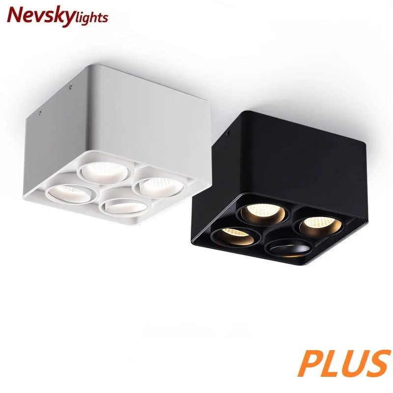 

4-head Led Surface Mounted Ceiling Downlight bedroom led ceiling light fixture black white cylinder Spot light Living Room