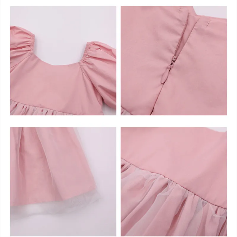 

Children's Bubble Sleeve Dresses Summer 2021 Fashion Pink Princess Dress For Girls Kids Ball Gown Mesh Dress Skirt 3-8Years