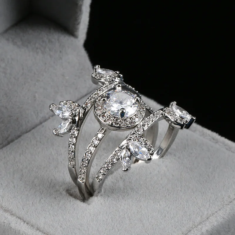 

3pcs YaYI Fine Jewelry Fashion Princess Cut 8*8mm White Cubic Zirconia Silver Color Engagement Wedding Party Couples Rings