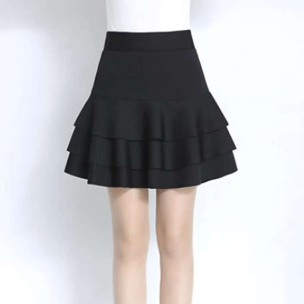 

Skirts Ladys Elastic High Waist Safety Pants Skirt Solid Casual Three-layer Base Skirt Female Shorts Dresses For Women 2021 jupe