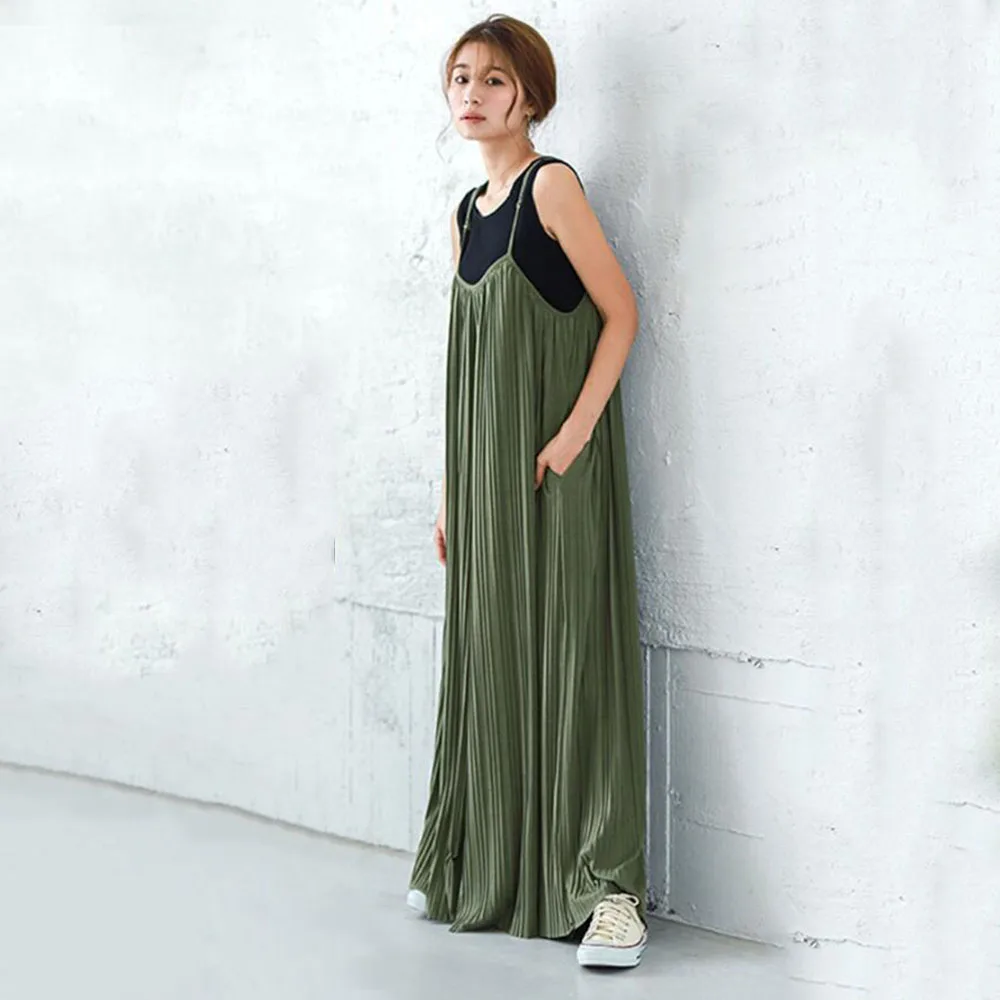 

Summer 2021 Women's New Jumpsuit Japanese Style Korean Fashion Temperament Solid Color Loose Casual Simplicity