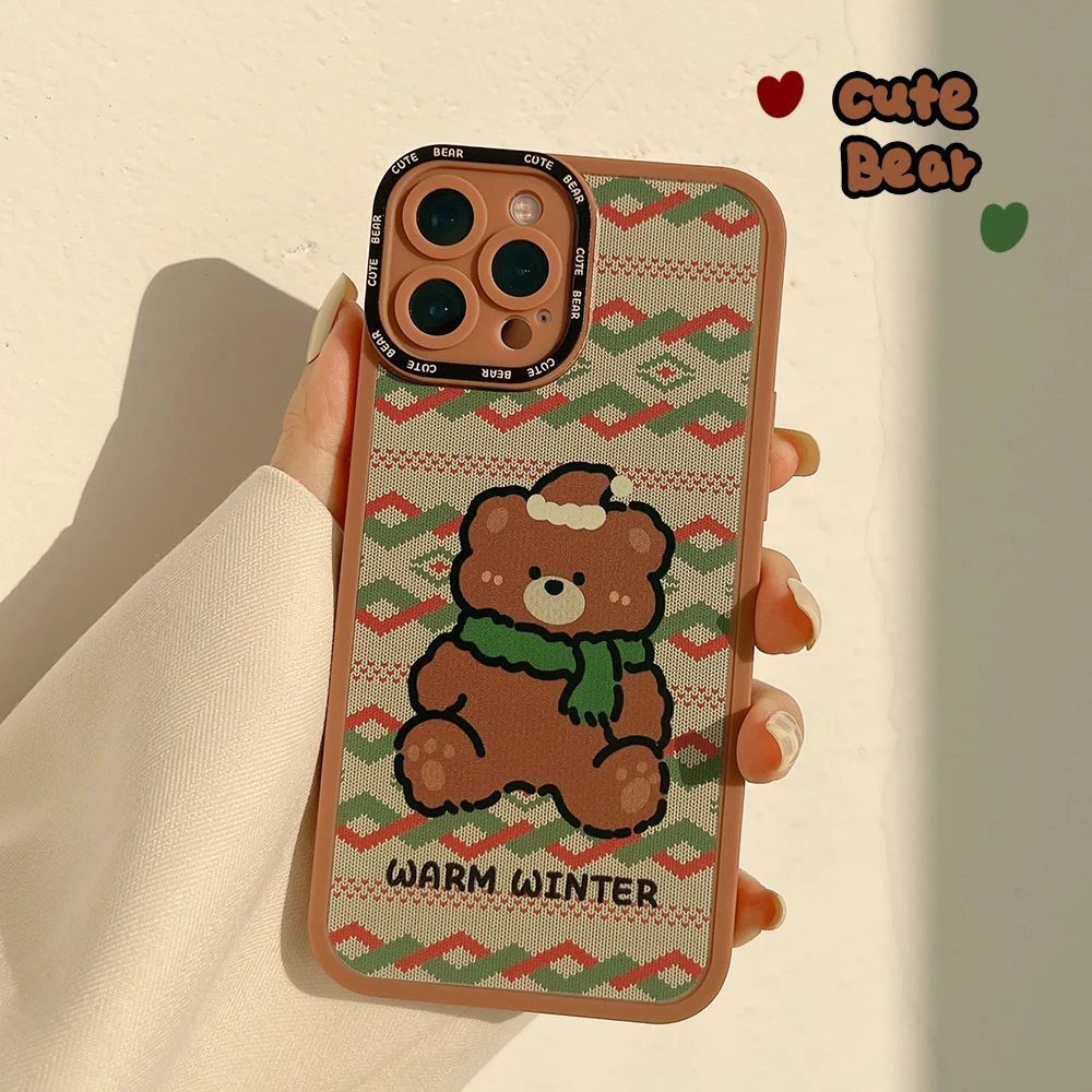 

Brown Scarf Bear Case For iPhone 13 13mini 13Pro 13ProMax 12 12mini 12Pro 12ProMax 11 11Pro 11ProMax 7 8 8Plus X XSMAX XR