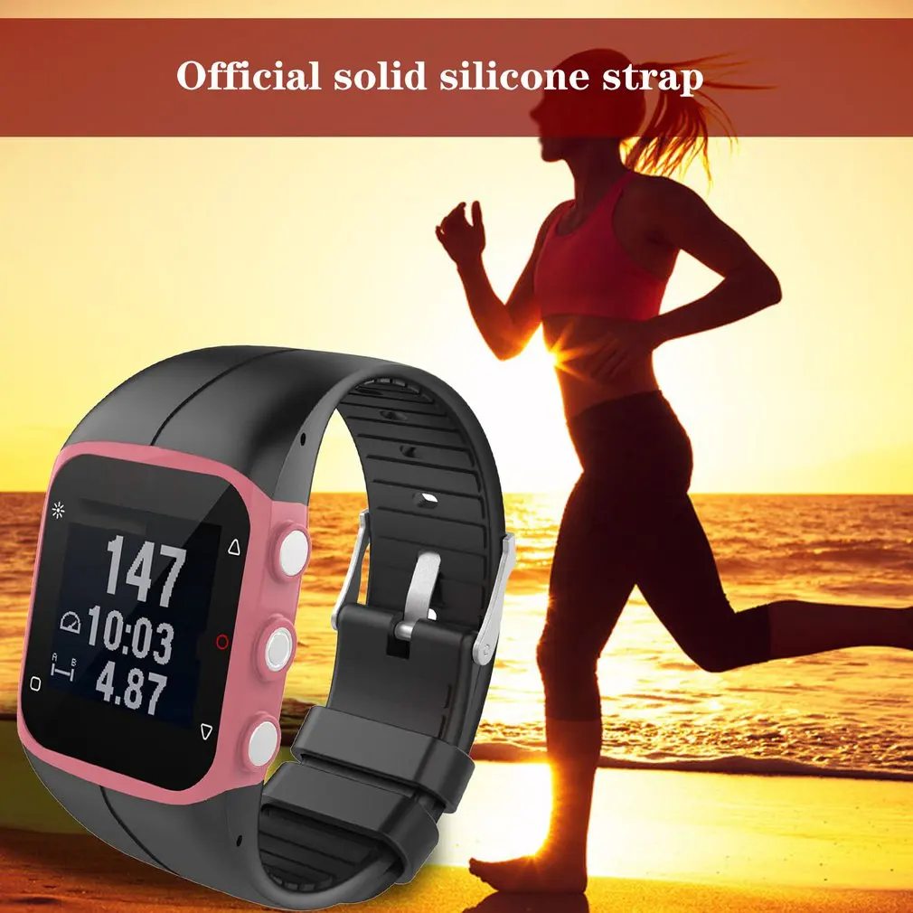 

For Polar M400/M430 Silicone Smartwatch Replacement Strap Official Pattern Black Buckle Sports Replacement Wristband