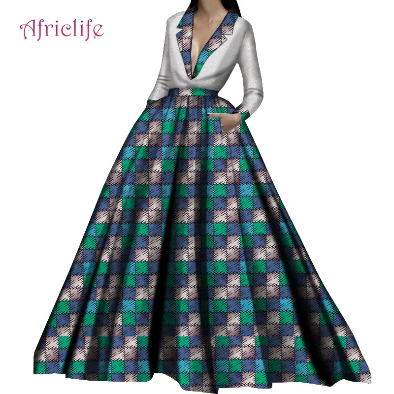 Top Selection African Clothing Wedding Dresses Long Sleeve Deep V  Pleated High Waist Shown Slim Skirt  Women Dress WY4598