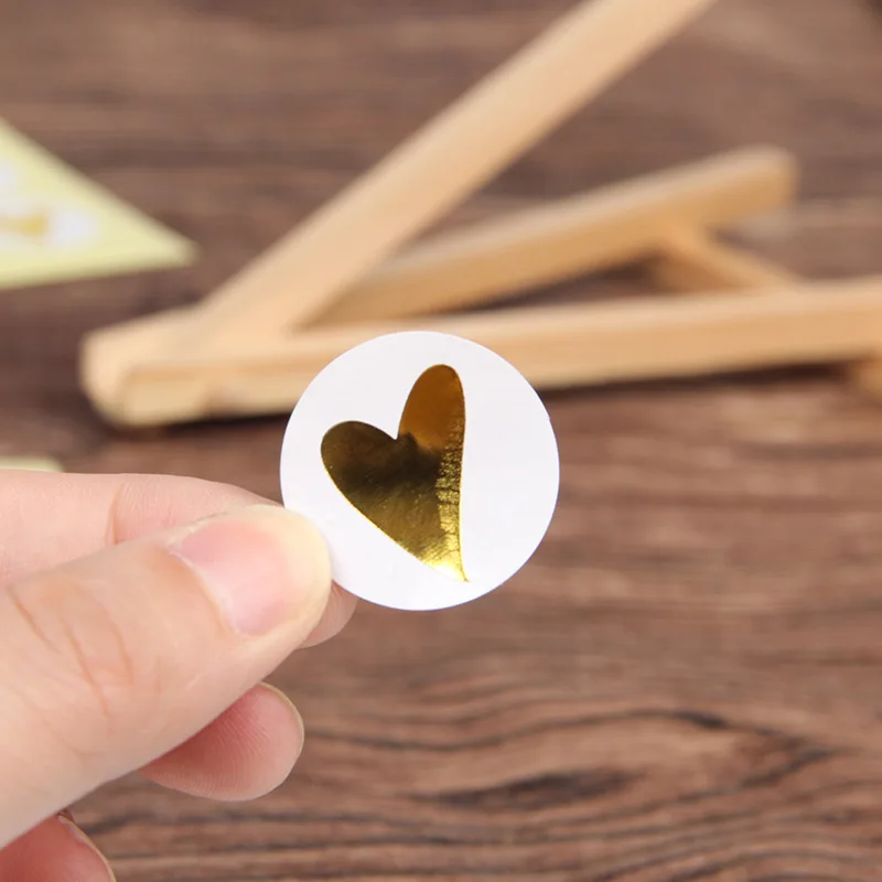 

160 pcs/lot Round Bronzing Heart Gift Seal Label Sticker DIY Kraft Adhesive Stickers for Paper Envelope Letter Stationery
