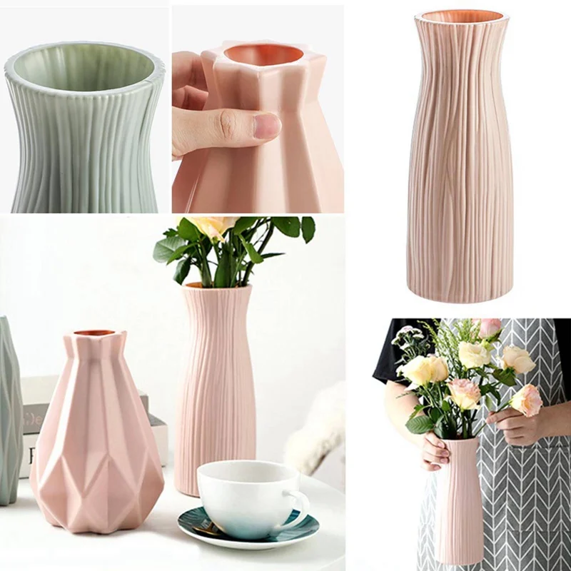 

Modern Vases Decoration Home Nordic Style Flower Arrangement Living Room Origami Flower Pot for Interior Plastic Hot Sale