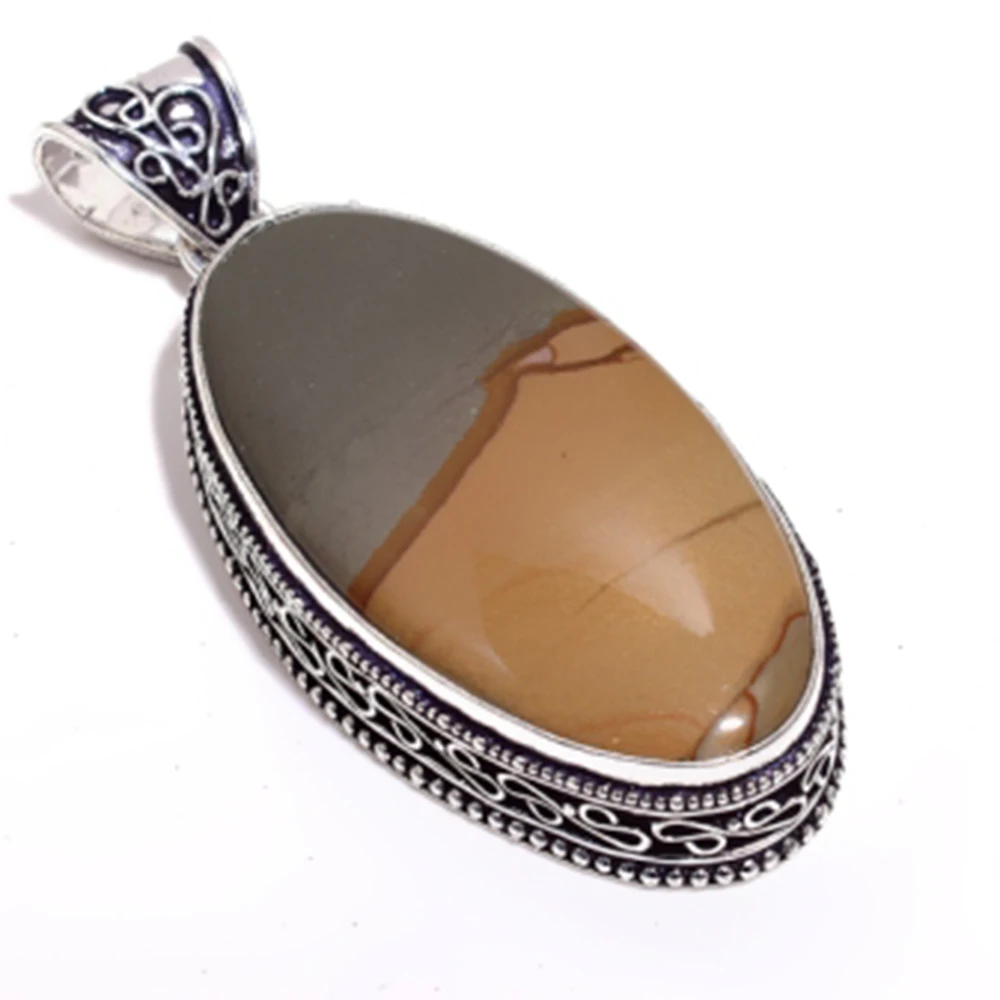 

Mookaite Pendant Silver Overlay over Copper Jewelry , 62 mm, P7566