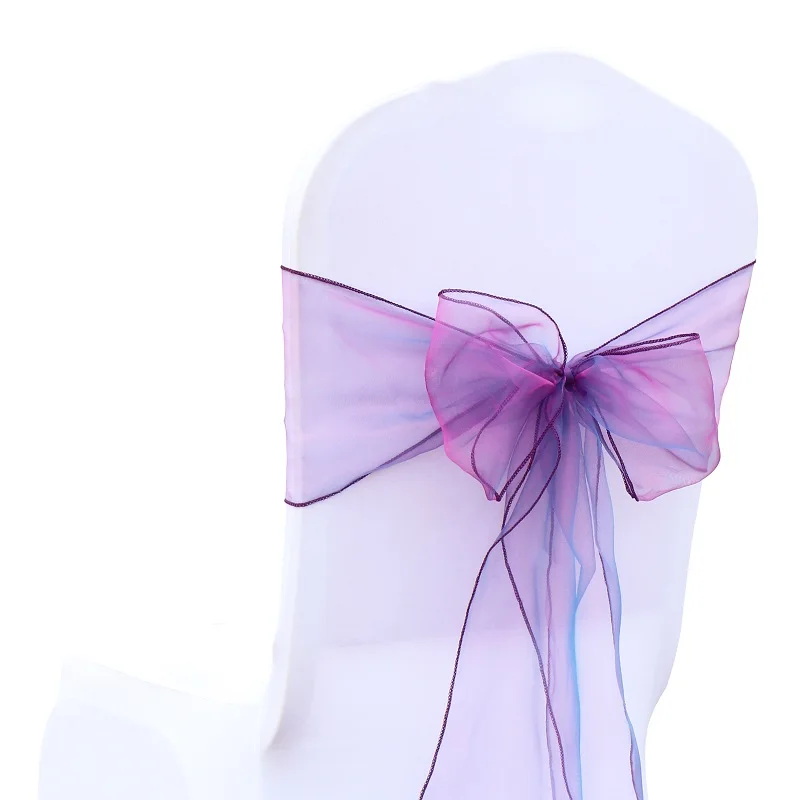 Gradually Purple Органза свадебный стул узел украшение стул пояса бант для свадебной вечеринки событие банкет накладка на стул декор 18 см x 275 см - Цвет: Gradually Purple