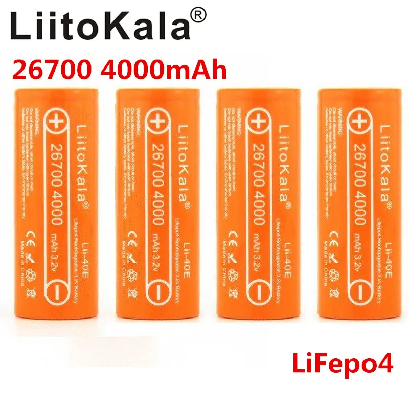 2020LiitoKalaLii-40E Lifepo4 26700 3.2v 4000mah rechargeable battery accu lithium cell high capacity 10A pilas diy pack mod toys |