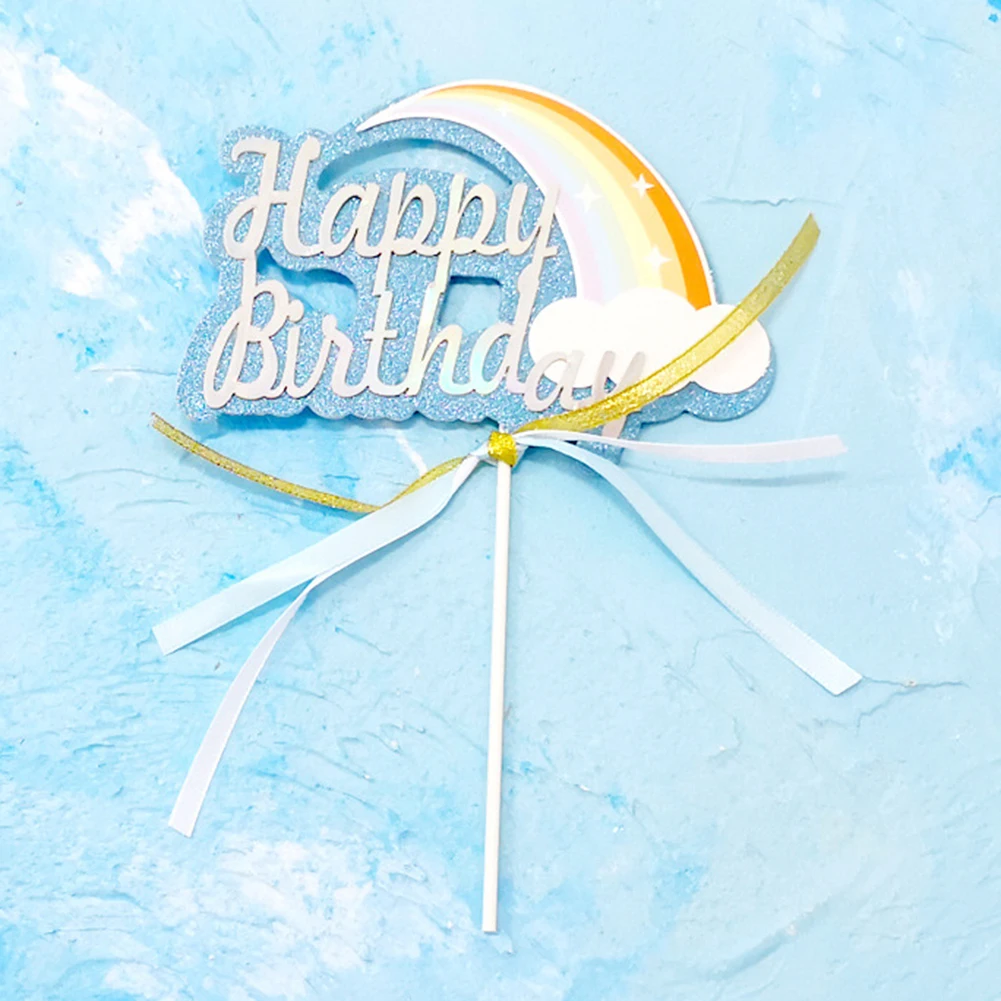 Радужное облако счастливое украшение для именинного торта бумажный торт флаг