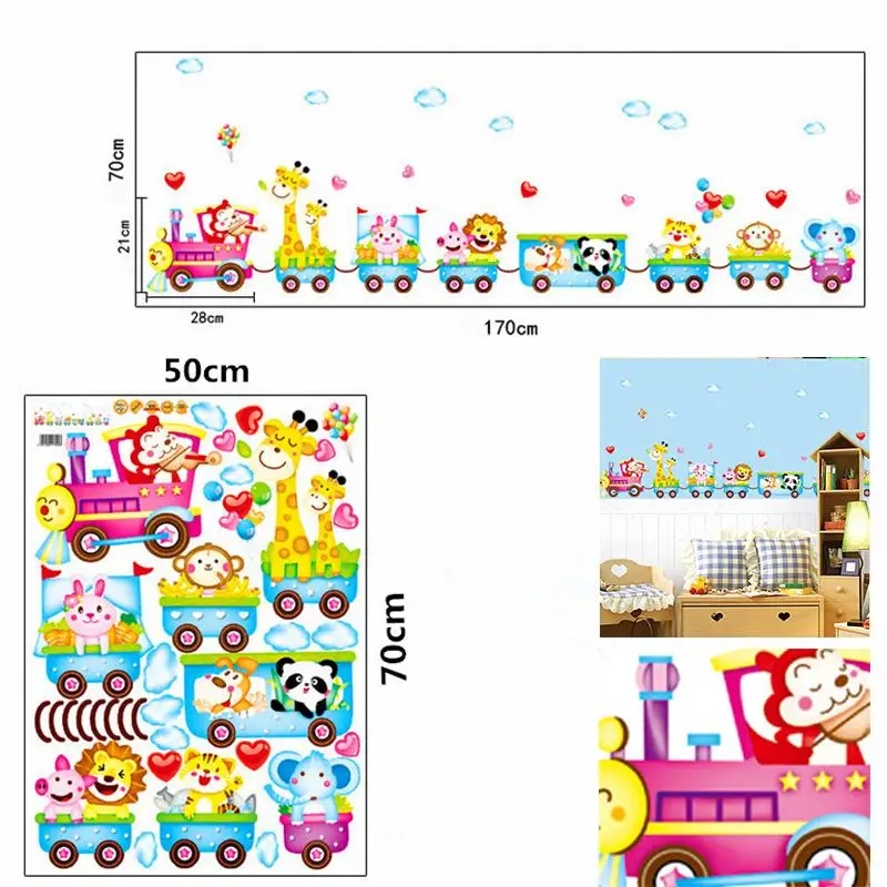 

Cartoon Train Kindergarten Wall Decoration Wallpaper Stickers Baby Bedroom Children Room Wall Stickers