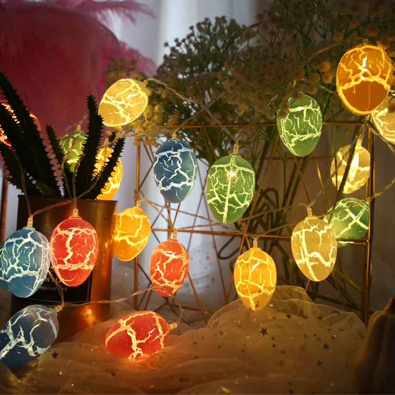 

Led Cracked Egg String Lights Christmas Holiday Decoration Lanterns Easter Egg Shell Battery Box Led String Lights Gypsophila