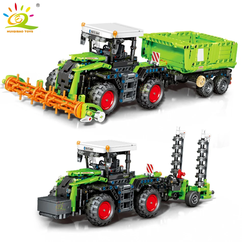 HUIQIBAO 1481 шт RC инженерный трактор грузовик высокотехнологичный строительный блок