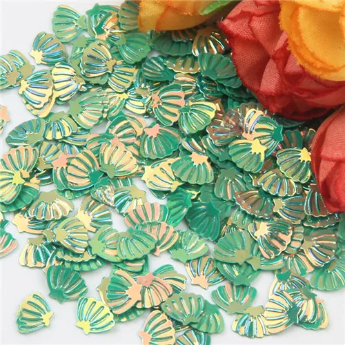 green gold 6*8 мм блестки в виде ракушки милые цветы ПВХ свободные блестки для ногтей Блестки для женщин DIY скрапбук Макияж украшения 20 г/лот - Цвет: green gold