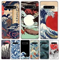 Hot Wave Art Japanese Green Illust Phone Case For Samsung Galaxy S20 S21 S22 Ultra S10 Lite Plus Edge Art Coque