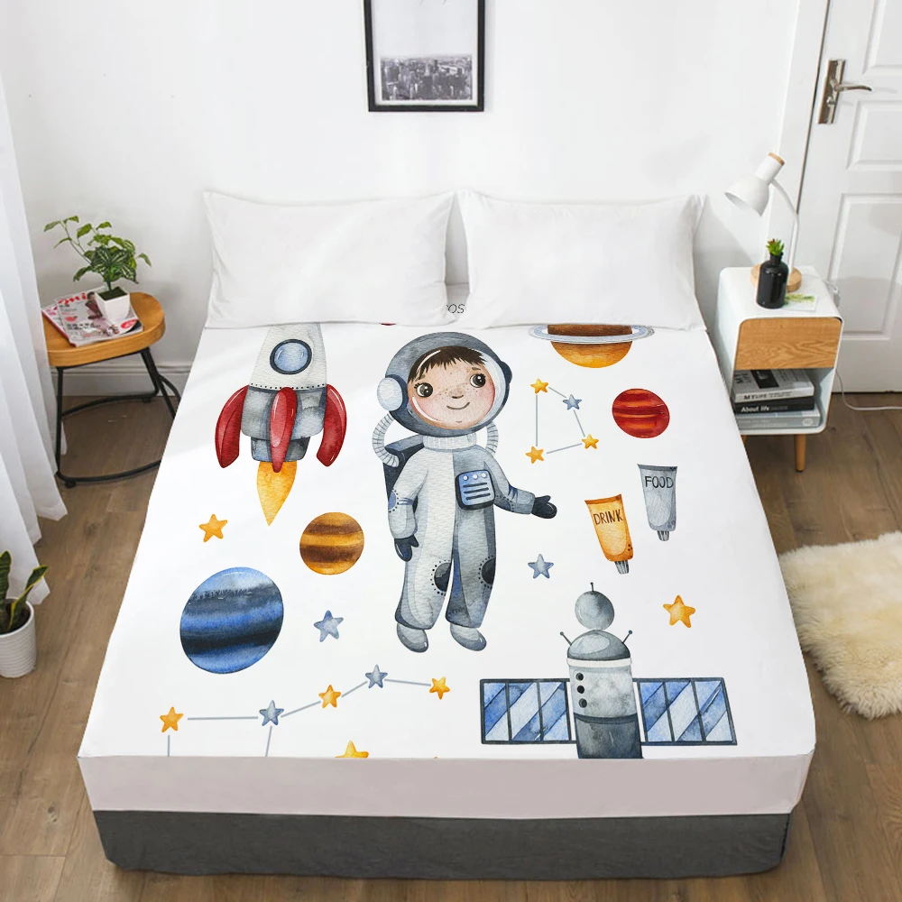 

1pc Children Elastic fitted sheet bed sheet With An Elastic Band Bedding For Kids baby child Mattress Cover Bed cover Astronaut