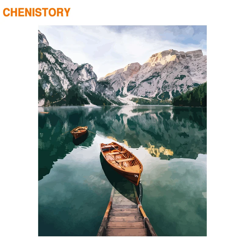 CHENISTORY Рамка Картина Diy картина по номерам Снежный лес домашний настенный Арт картина холст картина для гостиной Декор для дома - Цвет: 190814-4