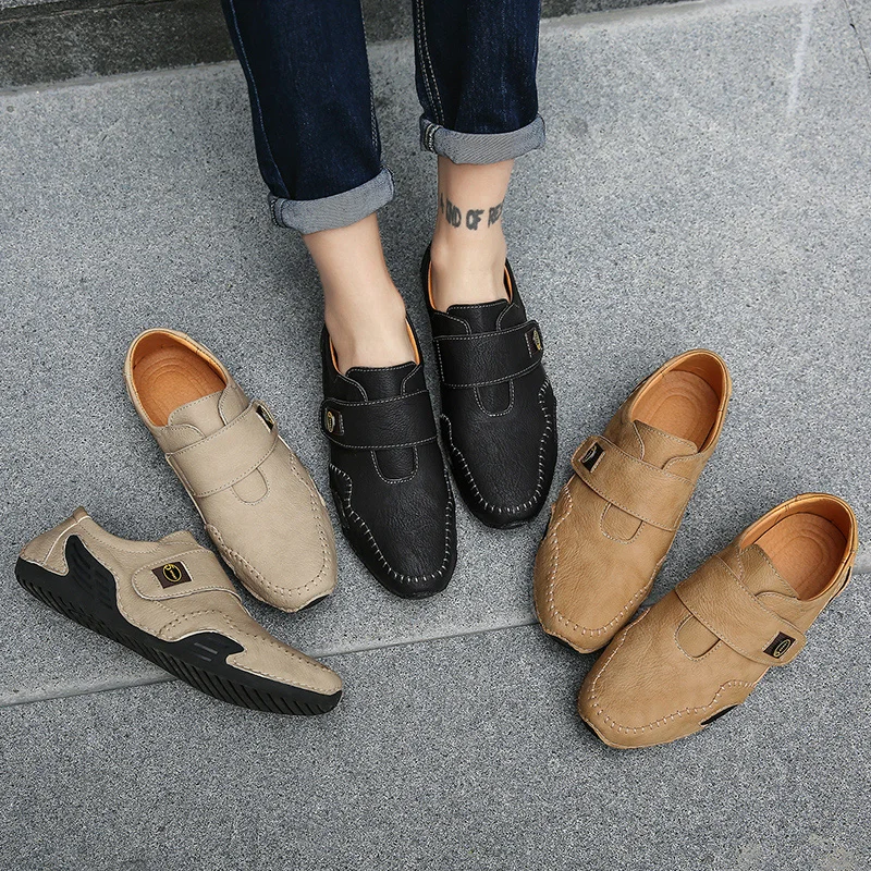 Мужские дышащие повседневные туфли мягкие кожаные лоферы ручной работы обувь
