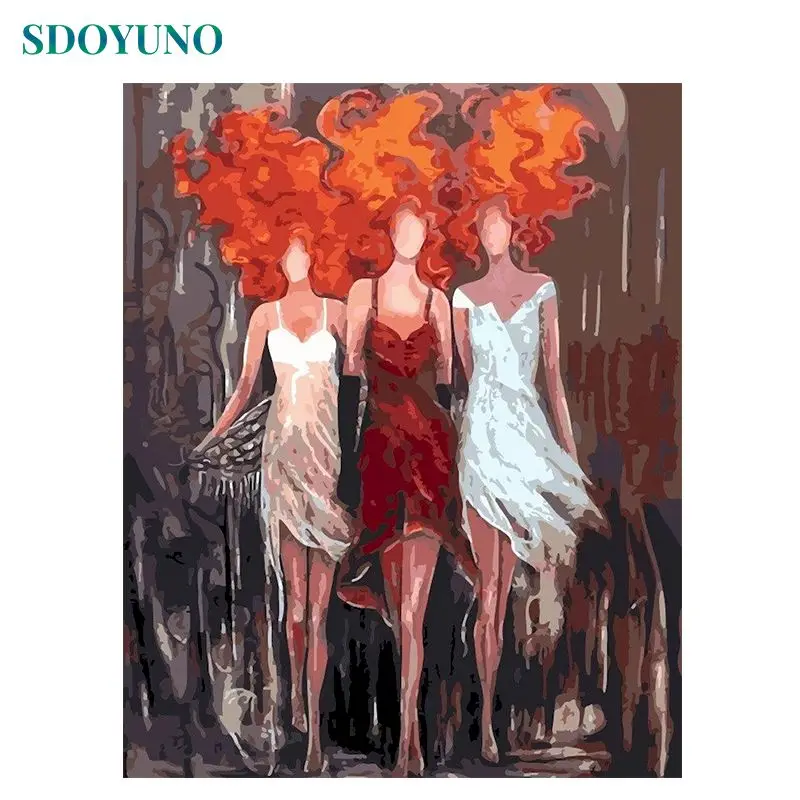 

SDOYUNO 60x75 см масляная краска по номерам рисунок краска по номерам на холсте Раскраска по номерам для женщин домашний декор картины