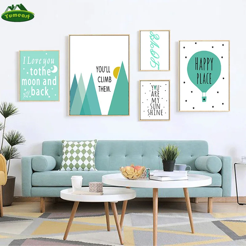 Детская комната Цитата синий милый настенный художественный холст живопись