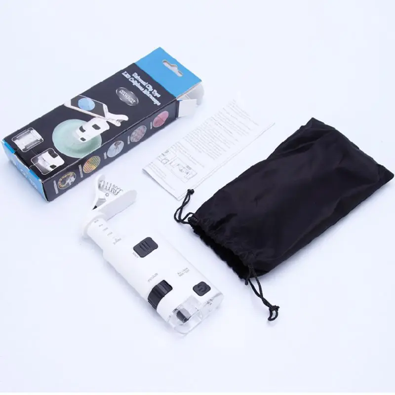 80-120X Digital Clip Type Cellphone Microscope With LED Lamp for Jewelry Stamp | Инструменты