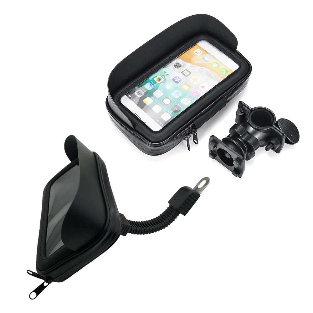 bicycle motorcycle reaview mirror mobile phone holder bag for iphone samsung huawei gps waterproof cycling handlebar case mount free global shipping