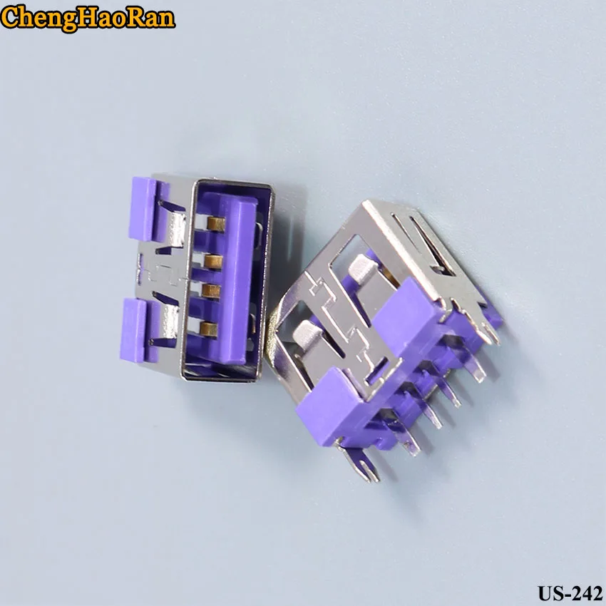 ЧенгХаоРан 1 шт. USB разъем женский типа А короткое тело 180 градусов прямой вертикальный разъем белого пластика с черным боковым соединителем.