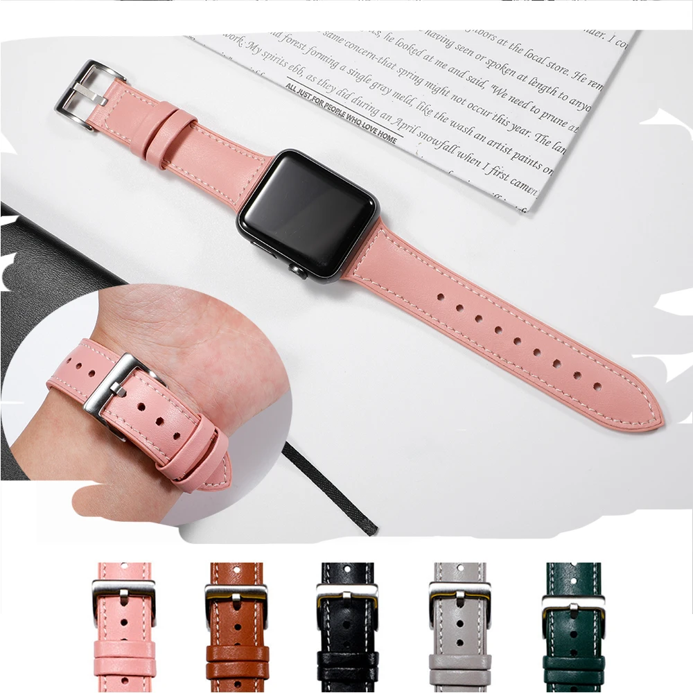 Кожаный ремешок для apple watch band 5 iwatch 4 3 2 1 44 мм 40 42 38 Натуральная кожа + аксессуары