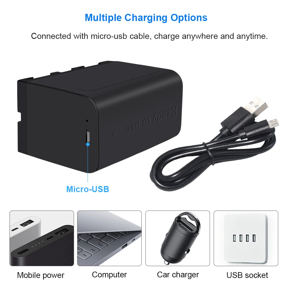 Аккумулятор для камеры sony NP-F750 5200 мАч с USB-выходом | Электроника