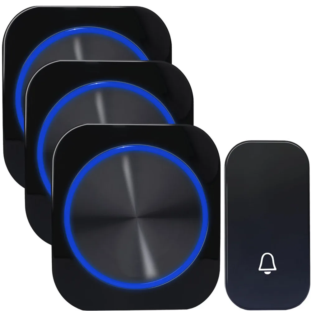 1 button 3 Receiver SMATRUL автономный беспроводной дверной звонок Chime Call Ночной свет без батарея разъем ЕС водостойкий 1 Кнопка 1 приемник - Цвет: 1 button 3 Receiver
