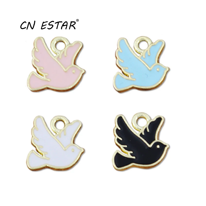

20pcs/Lot Little Carrier Pigeon Shape Enamel Charms Dripping Alloy Earrings Bracelet Keychain Jewelry Hair Accessories Pendant