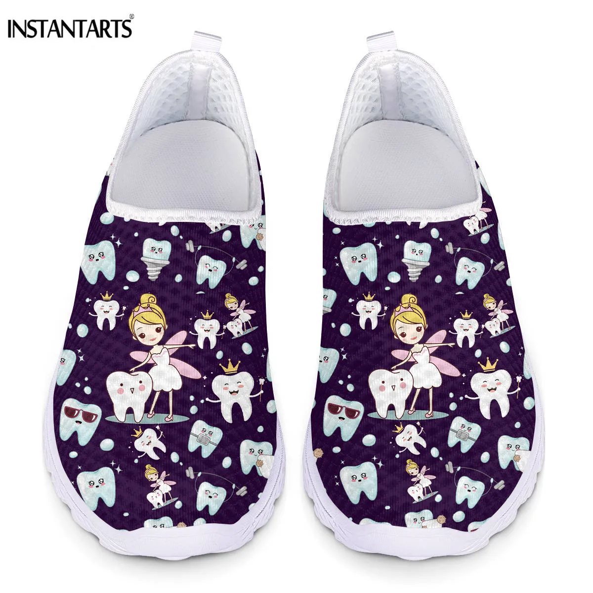 INSTANTARTS Lovely Teeth Fairy Print Women's Shoes Slip On Mesh Sneaker Summer Casual Comfortable Work Female Footwear | Обувь