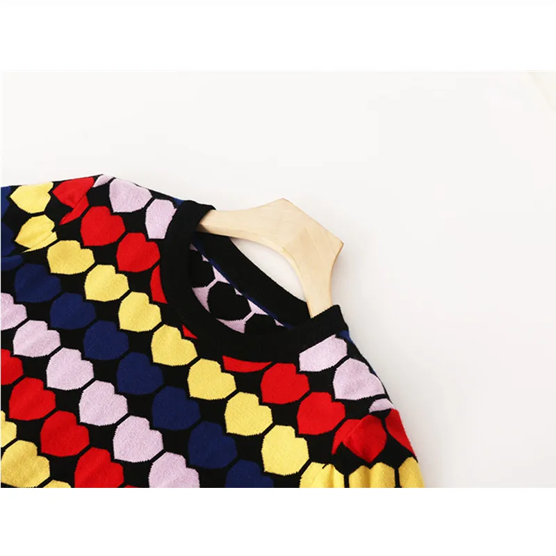 Color Peach Heart Pullover Sweater Women Round Collar Long Sleeve Jumper Female Sweaters Knitwear Womens Clothing | Женская одежда