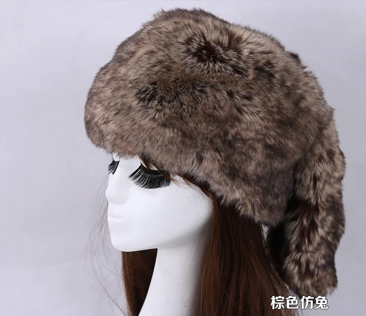 rabbit fur Qearlstar Мужские Женские меховые шапки утепленные меховые шапки из искусственного меха на плоской подошве зимние русские повседневные роскошные шапки skullies beanie WME12 - Цвет: rabbit fur
