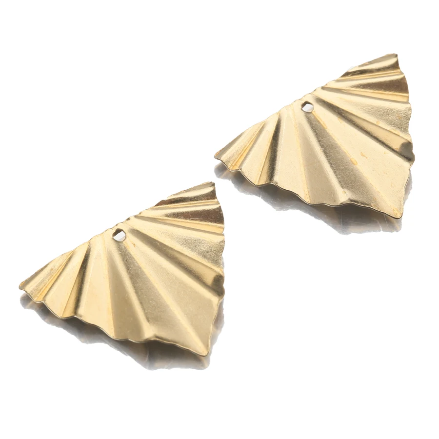 

20pcs/Lot Raw Brass Folded Triangle Flower Pendants Or Charms Diy For Boho Drop Earrings Necklace Jewelry Supplies Wholesale