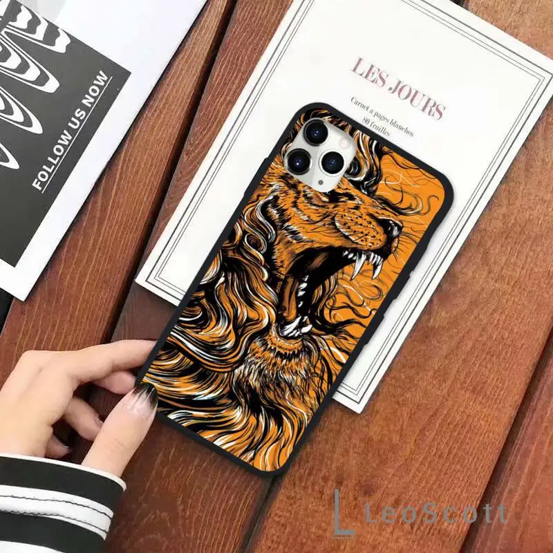 

Art abstract illustration tiger Phone Case for iPhone 11 12 pro XS MAX 8 7 6 6S Plus X 5S SE 2020 XR Soft silicone