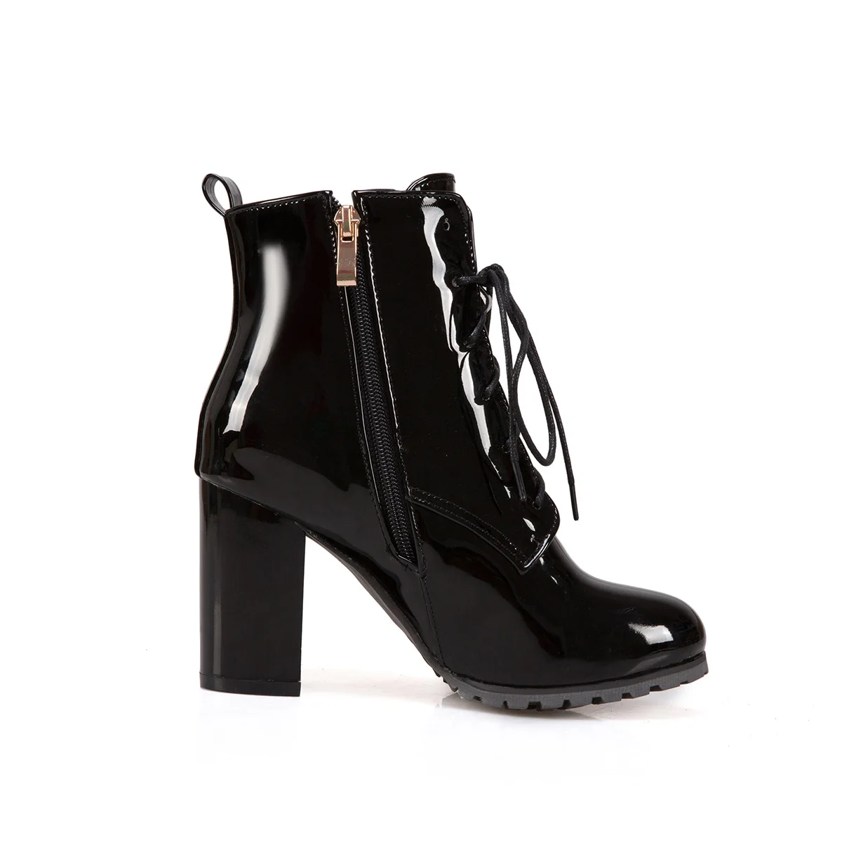 Большие размеры Женские Ботинки Martin Цвет Красный Лакированная кожа Шнуровка