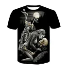 Футболка мужская с 3D-принтом черепа, крутая тенниска в стиле рок, мотоциклетная майка в стиле панк, хипстерская одежда, лето