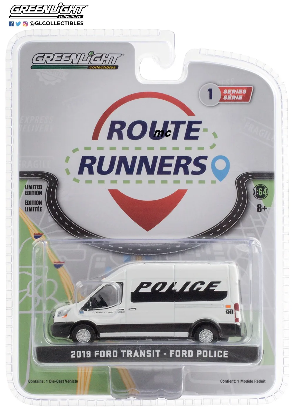 GreenLight 1:64 2019 Ford Transit-Ford P Литые металлические модели автомобилей из сплава