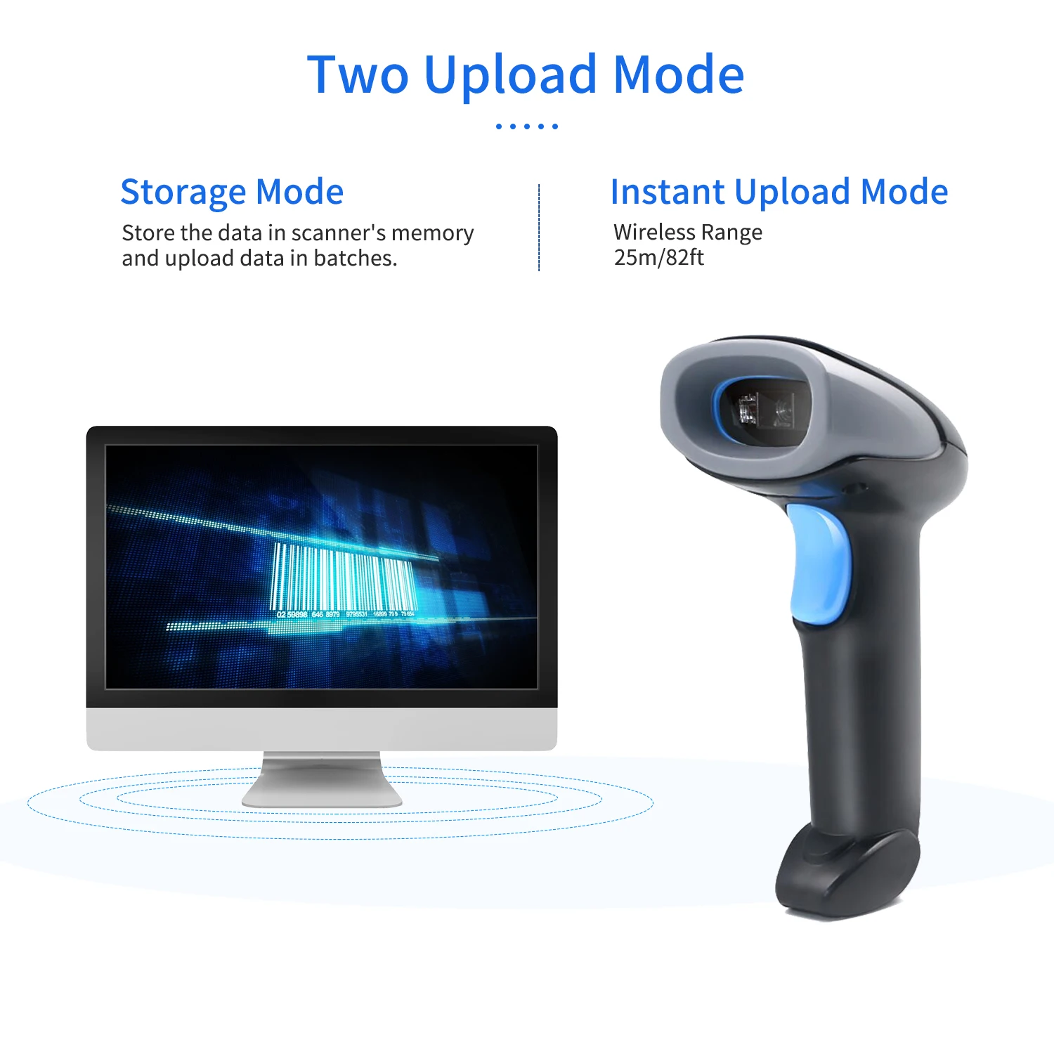 Aibecy ручной сканер штрих кода 1D/2D/QR Сканер 2 4G беспроводной и USB проводной