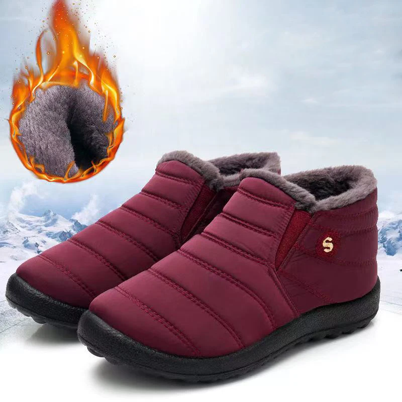 

2021 Fashion Plus Thick Fleece Snow boots Winter Warm Shoes Platform Waterproof ankle boots Non Slip Comfy Cotton Shoes Women