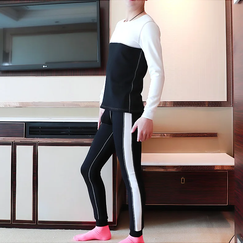 Мужские пикантные хлопковые кальсоны с низкой посадкой однотонные термотрусы