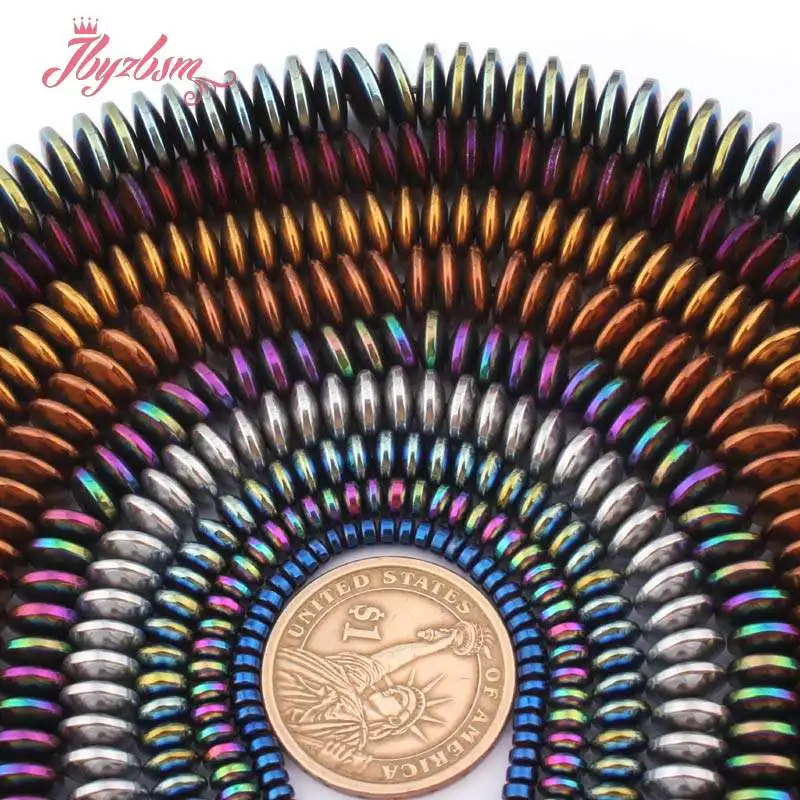 Круглые бусины Heishi (без магнита) из гематита и натурального камня разделители для