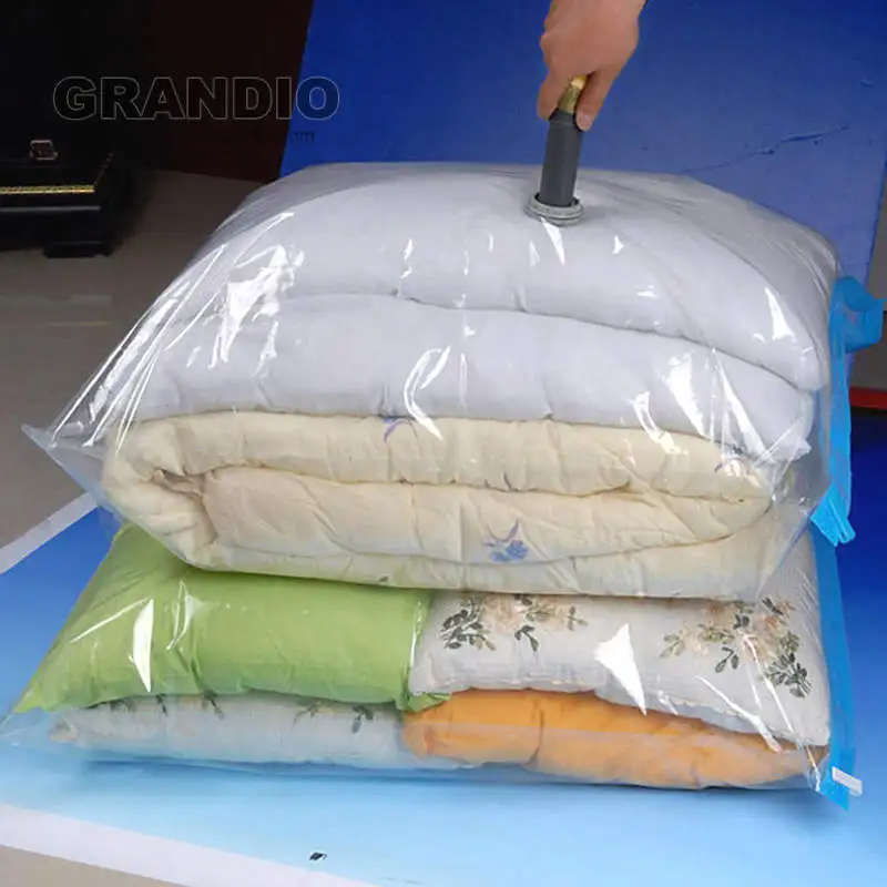 5PCS/LOT Vacuum Bag For Clothes Quilt Under Bed Storage Underbed Wardrobe Foldable Transparent Air Pump Compressed Bags | Дом и сад