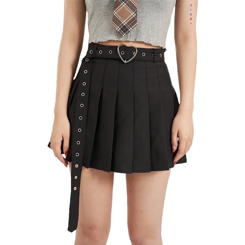 

Gothic Underskirt Saias New preppy style women skirt uniform kawaii high waist pleated skirts female send belt Free shipping